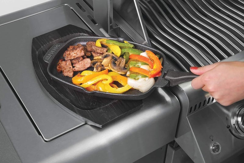 NAPOLEON BBQ Grill Accessory - Cast Iron Sizzle Platter - 56008 - Wooden Platter for Serving, Use On Side Burner, Use In Oven, Use On Grill Grates, Removable Handle - Image 3