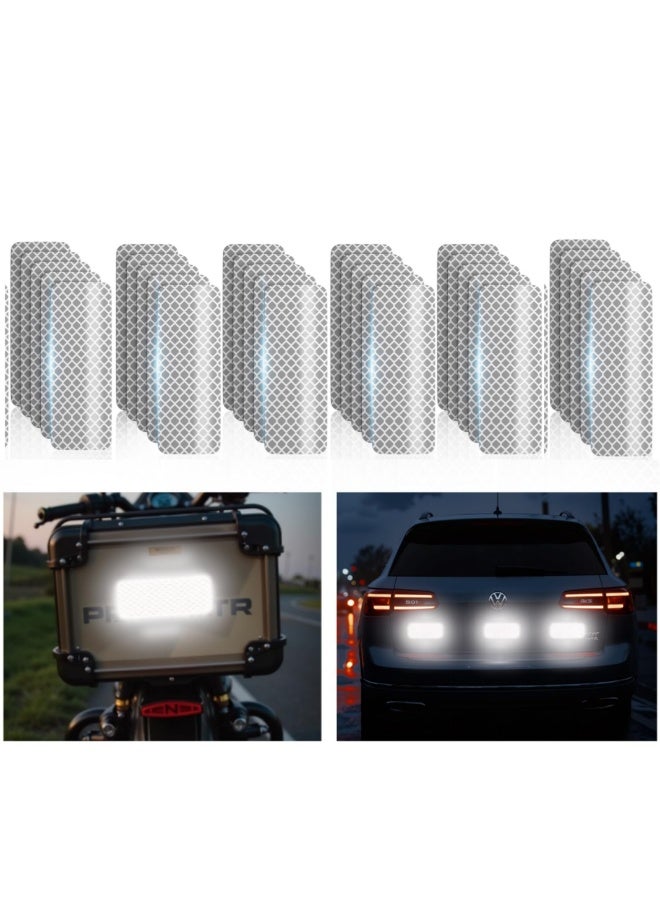 30 Pcs Super Reflection Reflective Stickers Made of 3M DG3, Safety Reflective Tape for Car Bike Mailbox Helmet, White Reflective Tape Outdoor Waterproof 3.15" X 1.18"/ 30cm X 80cm - Image 1