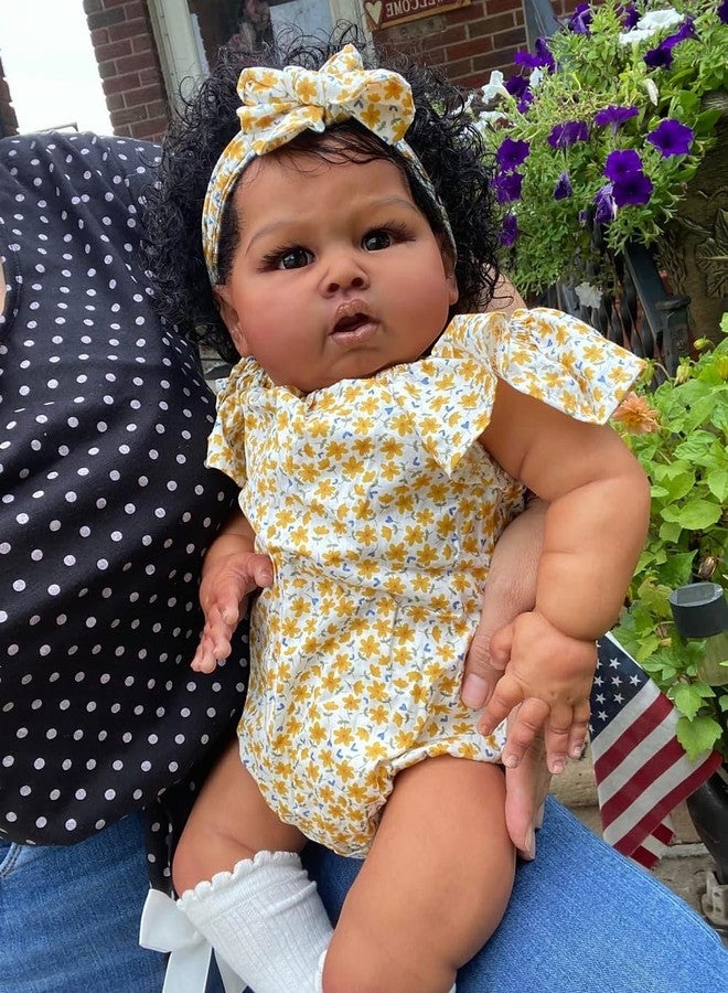 scnbom 24inch Reborn Baby Dolls Black Girls Silicone Realistic Toddler Lifelike Babies That Look Real boy Eyes Open - Image 5