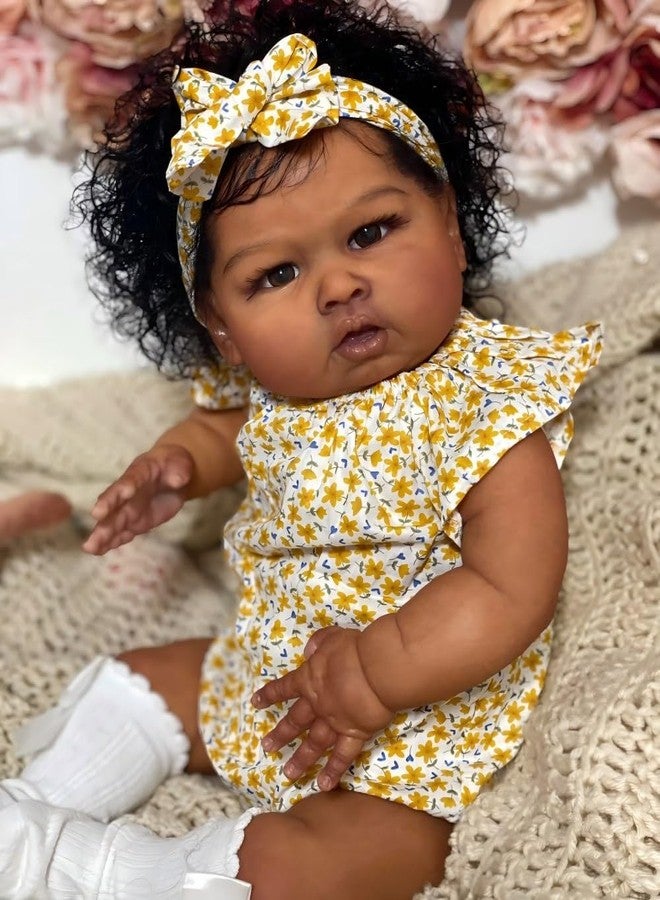 scnbom 24inch Reborn Baby Dolls Black Girls Silicone Realistic Toddler Lifelike Babies That Look Real boy Eyes Open - Image 1