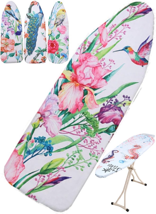 Premium 100% Cotton Ironing Board Cover Thick Durable Tear-Resistant Heat-Reflective Large Size 140×50 cm Fits All Large Ironing Boards for Home Office Travel Professional Wrinkle-Free Ironing on Cotton Linen Synthetic Fabrics Stylish Modern Nature-Inspired Designs Birds Flowers Multicolor Easy to Install and Machine Washable Heavy-Duty Long-Lasting Ironing Accessories - Image 1