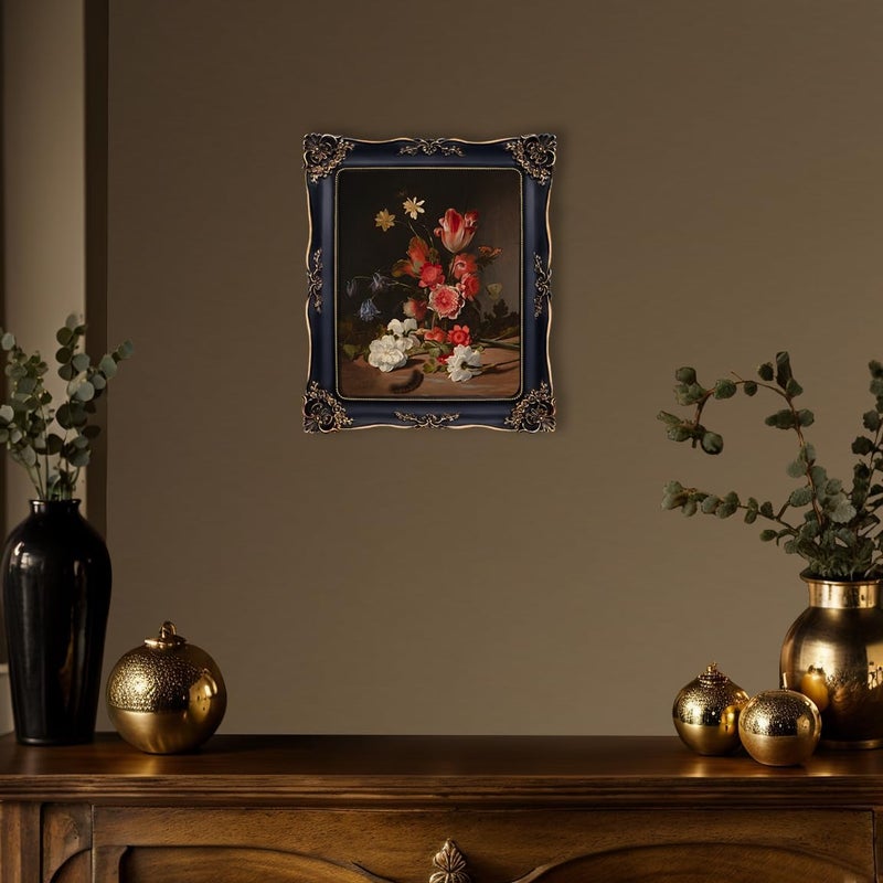 FJXMFRAME Gothic Picture Frame 8x10 Black Vintage Picture Frames Antique Ornate Baroque Victorian for Wall or Tabletop Display, Fits 8x10 or 5x7 Photo with Mat - Image 3