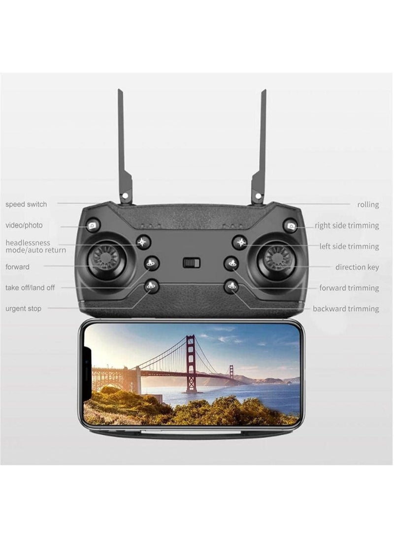 E88 Pro Ayoo Best New Mini Drone With Camera 4k for adult For Kids hd Dual Camera Adults and Teenager Fordable Remote RC HD 1080P Quad-Copter FPV Wifi Transmission Phone Control Black - Image 2