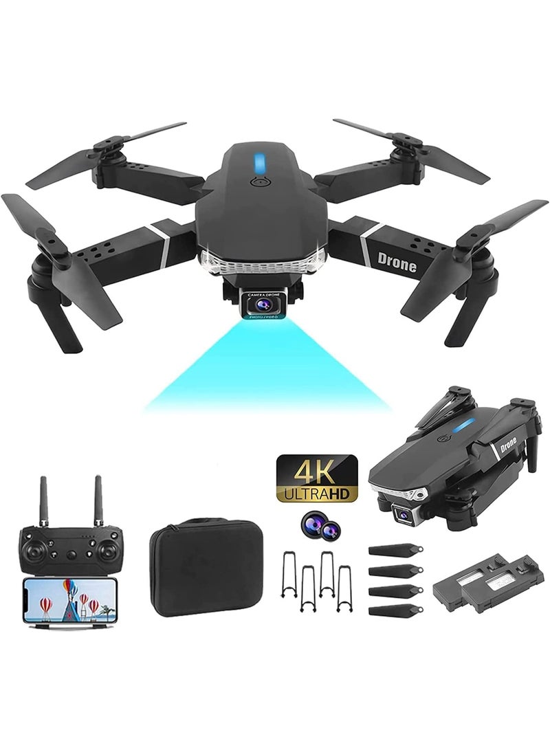 E88 Pro Ayoo Best New Mini Drone With Camera 4k for adult For Kids hd Dual Camera Adults and Teenager Fordable Remote RC HD 1080P Quad-Copter FPV Wifi Transmission Phone Control Black - Image 1
