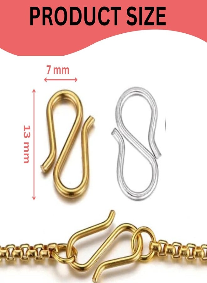 Tdas 200 Pcs S Hooks for Jewellery Making S Shaped Hook for Necklace DIY Jewellery Making Chain Necklace Bracelet Jewelry findings Connectors Fasteners Art & Craft (Golden) - Image 2