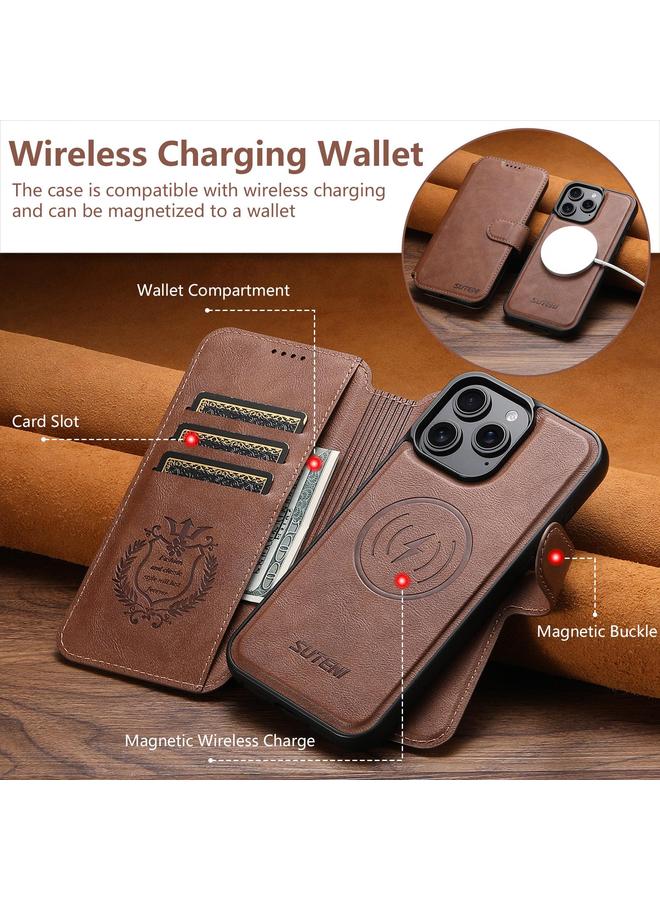 Suteni Case For iPhone 12 Pro Max Q05 2-in-1 Multi-function Detachable Wallet MagSafe Phone Case - Image 4