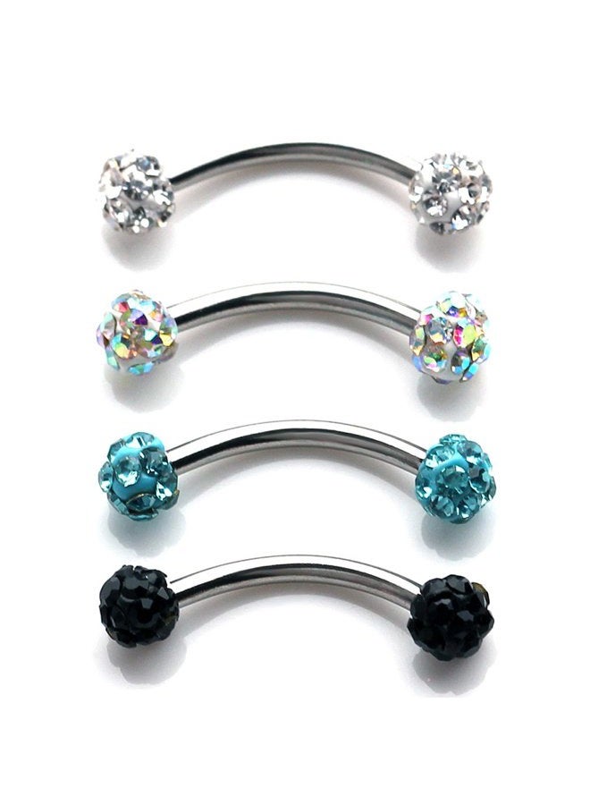 Ruifan 16G Crystal Ferido Ball Curved Barbell Eyebrow Ear Ring Body Piercing Jewelry 8mm 10mm - Image 1