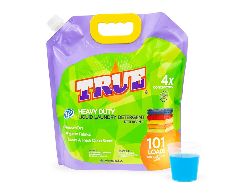 True Detergent - Heavy Duty Liquid Laundry Detergent- Original Scent - 4x Concentrated - 101 Fluid Ounces (101 Loads) - Made in USA & Halal
