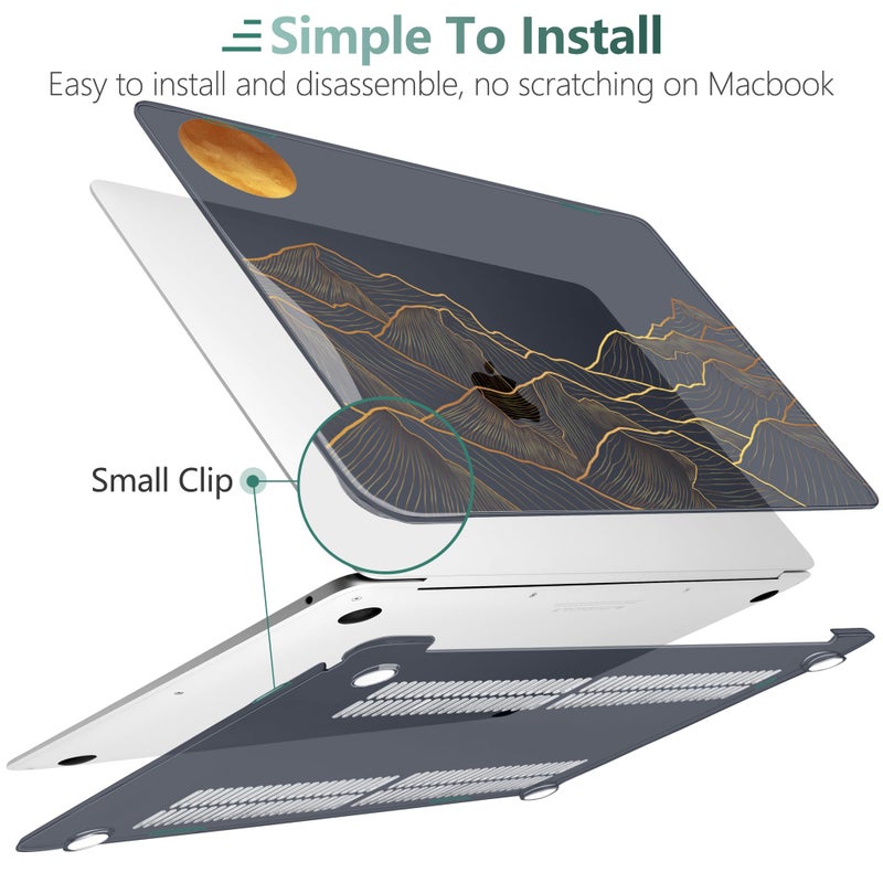 DONGKE Compatible with MacBook Air 13 inch Case 2021 2020 2019 2018 Release A2337 M1 A2179 A1932 with Retina Display Touch ID, Plastic Hard Shell & Keyboard Cover - Abstract Mountain - Image 5