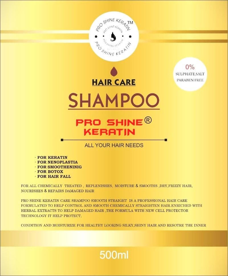 Generic PRO SHINE KERATIN DAILY CARE SHMAPOO SULPHATE PARABEN FREE 500ML FOR TREATED HAIR KERATINBOTOXNENOPLASTIASMOOTHENTING HAIRFALL  - Image 1