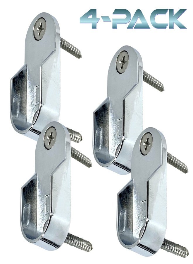 Desunia Oval Closet Rod End Supports | Screw on Type | 15mm x 30mm | Polished Chrome | 4 Pack - Image 5