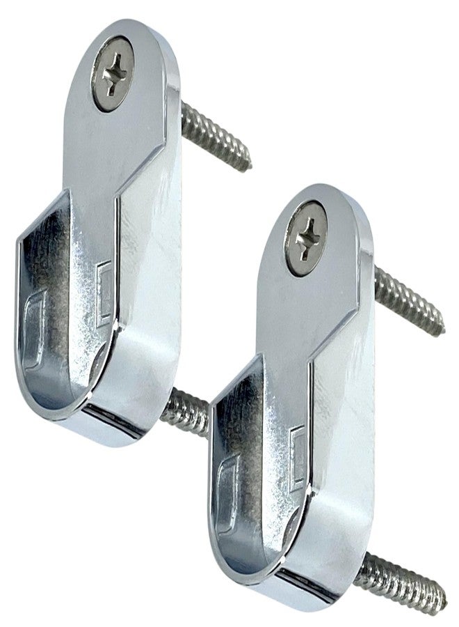 Desunia Oval Closet Rod End Supports | Screw on Type | 15mm x 30mm | Polished Chrome | 4 Pack - Image 1