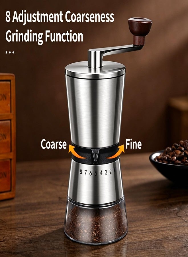 BOMANSI BOMS Manual Coffee Grinder - 8 Adjustable Coarseness Settings, Hand Crank Coffee Mill, Large Capacity, Portable Hand Coffee Grinder for Moka pot, French Press, Drip, Espresso, Gift - Image 3