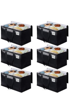 XICEN 6pcs Waterproof Large Moving Storage Bags, 93L Moisture proof Clothes Shoes Storage Bags, Foldable Travel Luggage Bags Totes, Closet Organizer Storage Backet, Equipped with Zippers & Handles & Label Bag  - Image 1