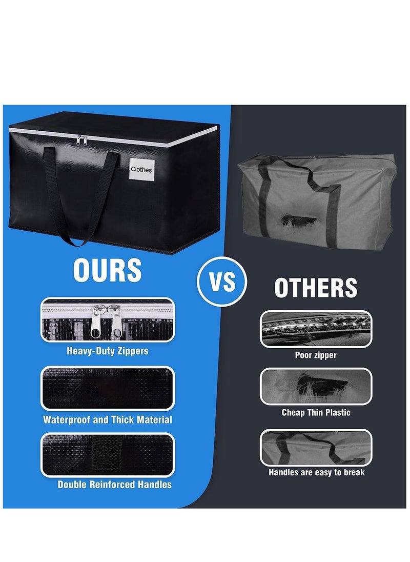 XICEN 6pcs Waterproof Large Moving Storage Bags, 93L Moisture proof Clothes Shoes Storage Bags, Foldable Travel Luggage Bags Totes, Closet Organizer Storage Backet, Equipped with Zippers & Handles & Label Bag  - Image 3