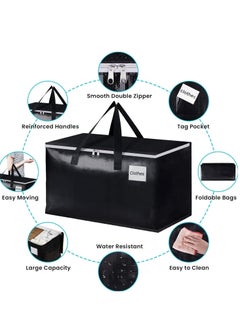 XICEN 6pcs Waterproof Large Moving Storage Bags, 93L Moisture proof Clothes Shoes Storage Bags, Foldable Travel Luggage Bags Totes, Closet Organizer Storage Backet, Equipped with Zippers & Handles & Label Bag  - Image 4