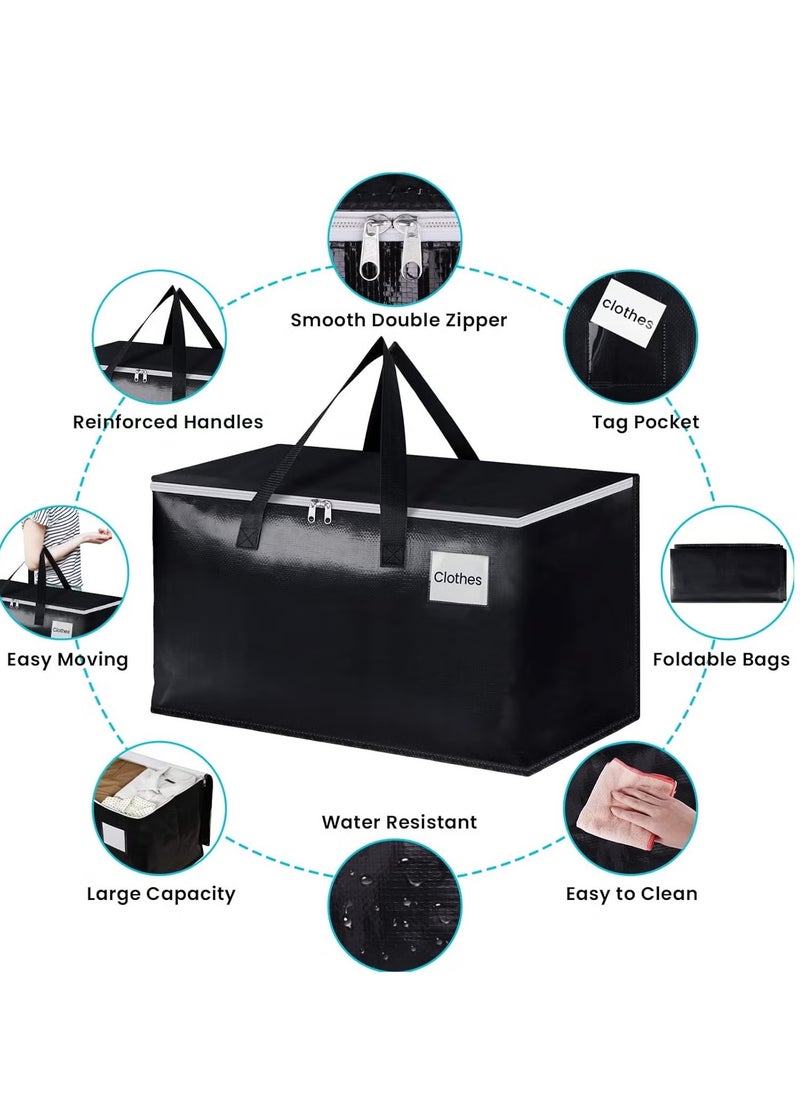 XICEN 6pcs Waterproof Large Moving Storage Bags, 93L Moisture proof Clothes Shoes Storage Bags, Foldable Travel Luggage Bags Totes, Closet Organizer Storage Backet, Equipped with Zippers & Handles & Label Bag  - Image 4