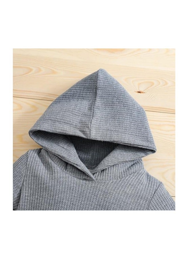 Newborn Unisex Baby Clothes Set Hooded Long Sleeve Bodysuit Stretchy Pants Ribbed Outfits Fall Winter - Image 3