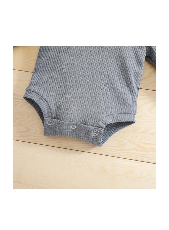 Newborn Unisex Baby Clothes Set Hooded Long Sleeve Bodysuit Stretchy Pants Ribbed Outfits Fall Winter - Image 4