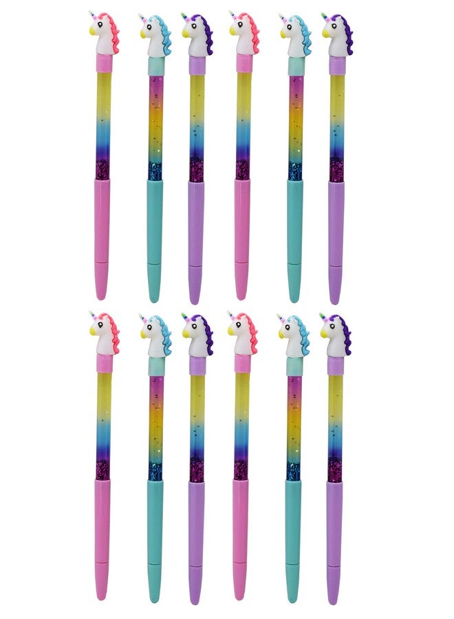 Asera Unicorn Pen Fancy Pen Water Sparkle Gel Pen for Kids Birthday Return Gifts Party Favours Favors Take Away Gifts (Pack of 12) - Image 1