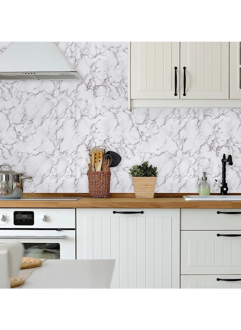 PRIMO PLUS Kitchen Countertop Self-Adhesive Waterproof Wallpaper White/Grey 30x200cm  - Image 3
