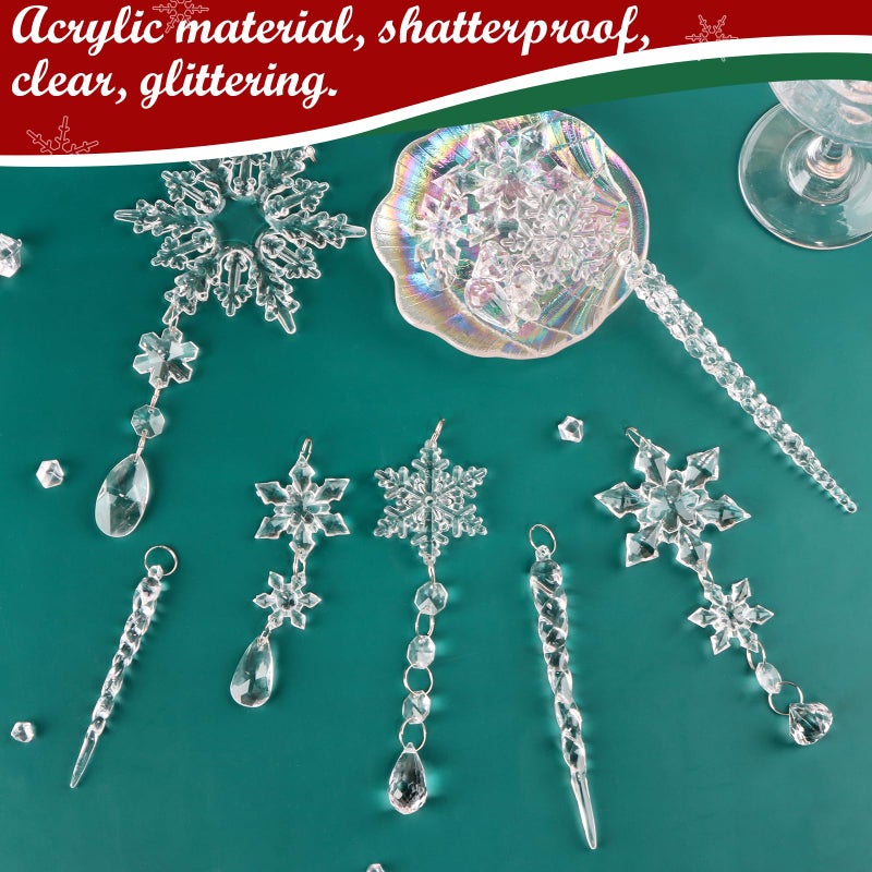 MagicSky 20 Pack Crystal Christmas Ornaments for Tree Decorations  Magicsky Acrylic Snowflake & Icicle & Drop Pendants for Winter Wonderland Santa  Hanging Ornament for Xmas New Year Party DIY D?cor Supplies - Image 5