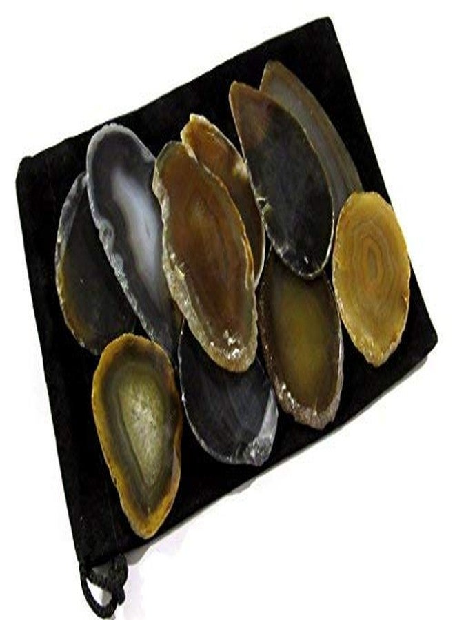 زينترون كريستال كولكشن مجموعة زينترون كريستالز الملونة المكونة من 12 شريحة عقيق مصقولة في حقيبة مخملية (طبيعية) - Image 2