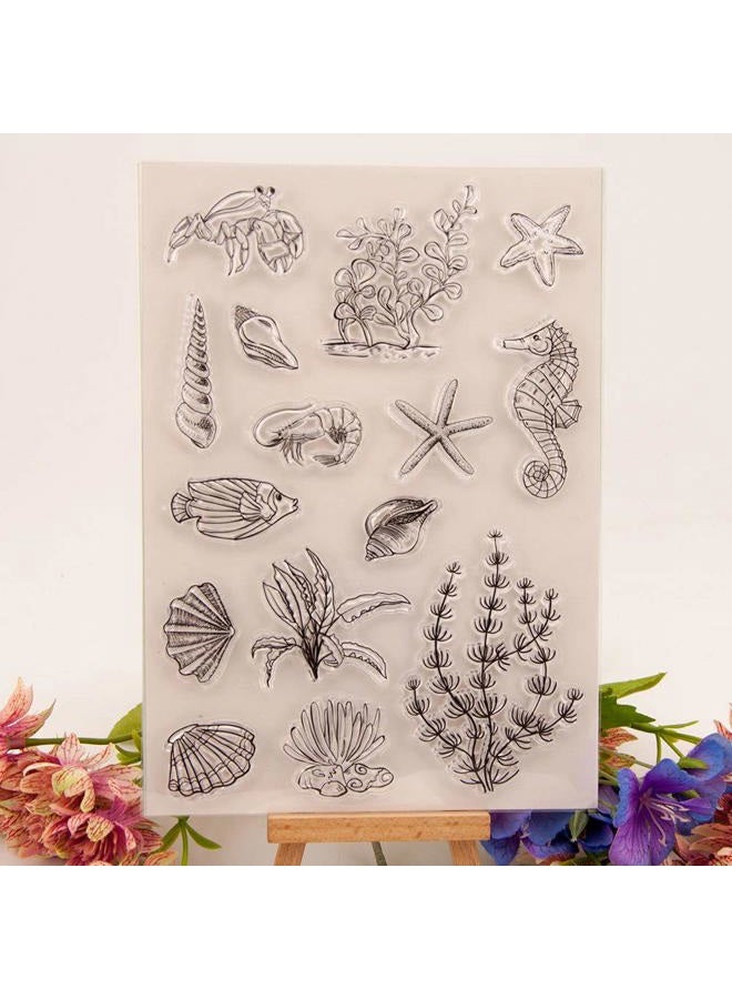 arriettycraft Sea World Shell Starfish Seahorse Seaweed Clear Stamps for Card Making Decoration and DIY Scrapbooking Tools Rubber Stamps - Image 5