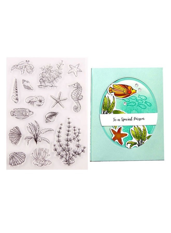 arriettycraft Sea World Shell Starfish Seahorse Seaweed Clear Stamps for Card Making Decoration and DIY Scrapbooking Tools Rubber Stamps - Image 1