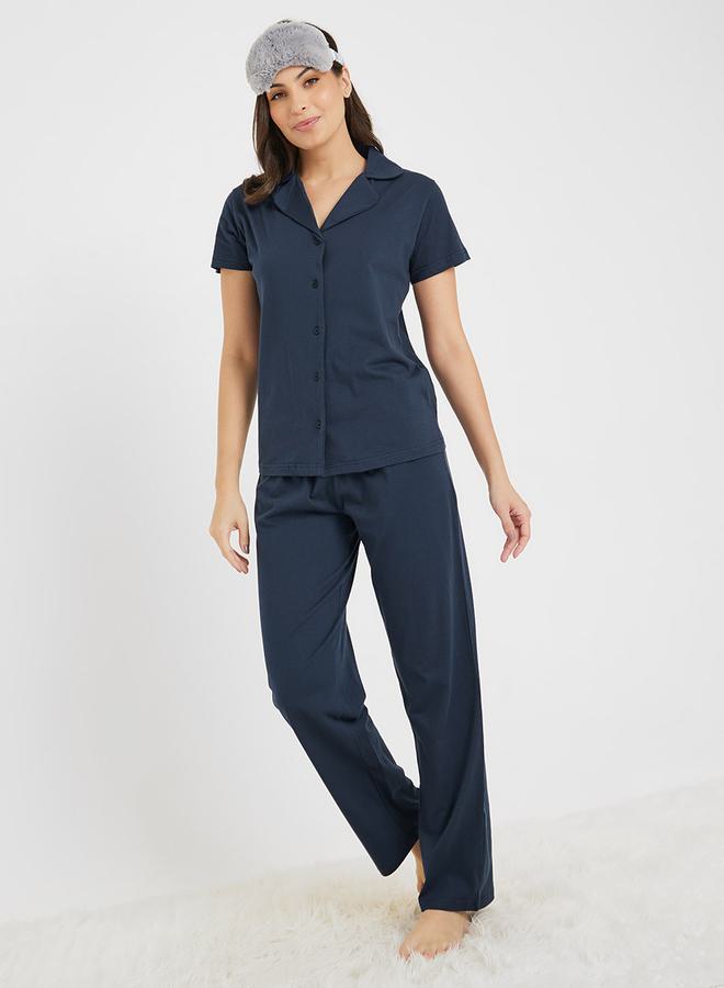 Styli Cotton Jersey Short Sleeve Shirt and Pyjama Set - Image 2