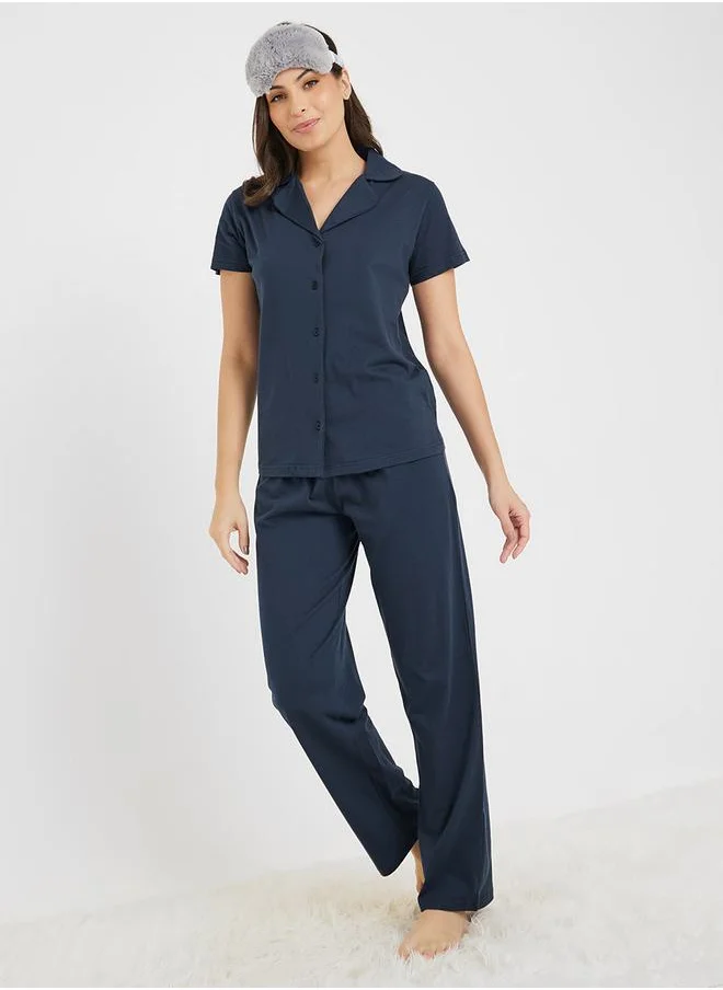 ستايلي Cotton Jersey Short Sleeve Shirt and Pyjama Set