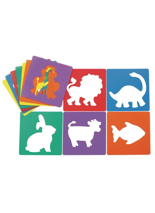 Colorations - Eanst Animal Shape Stencils Set Of 12 8 Plastic Stencils For Kids Arts And Crafts Material - Image 1