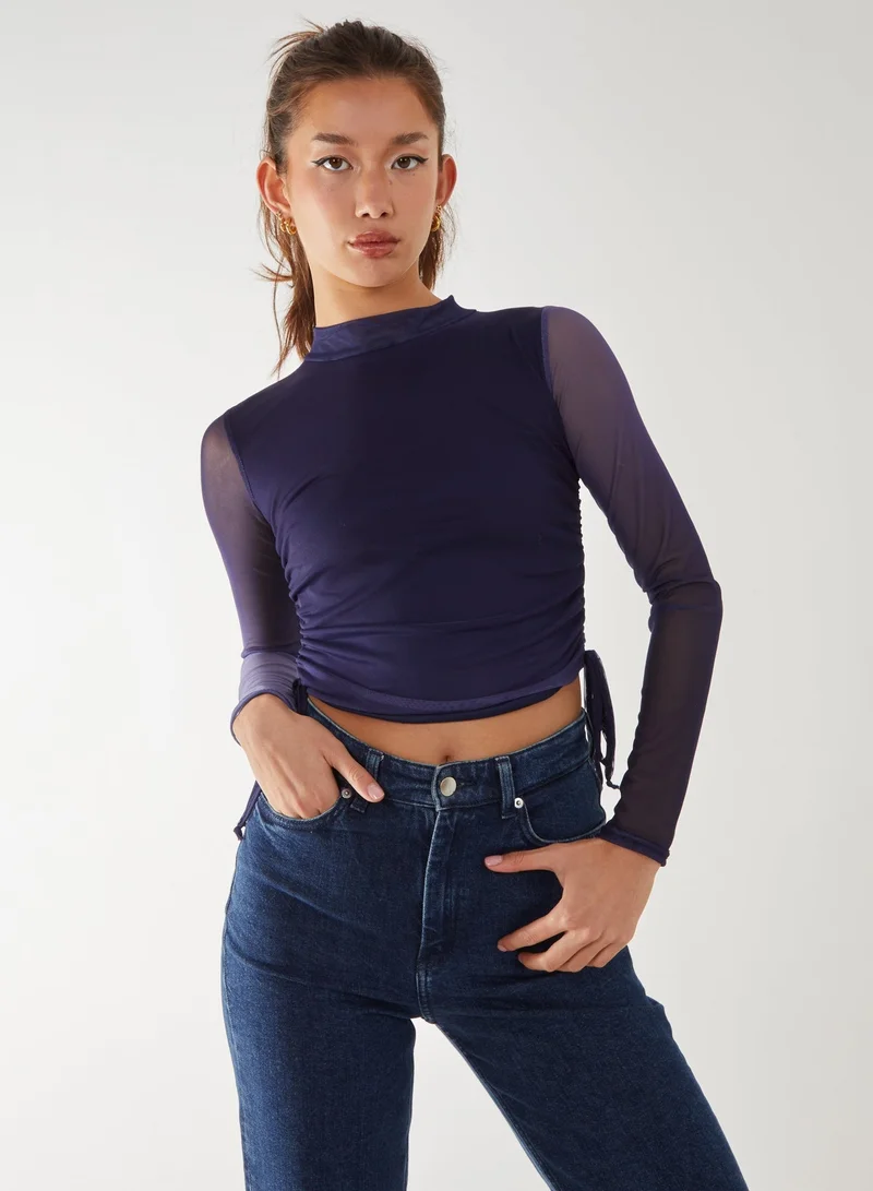 Pink Vanilla Long Sleeve Ombre Mesh Top