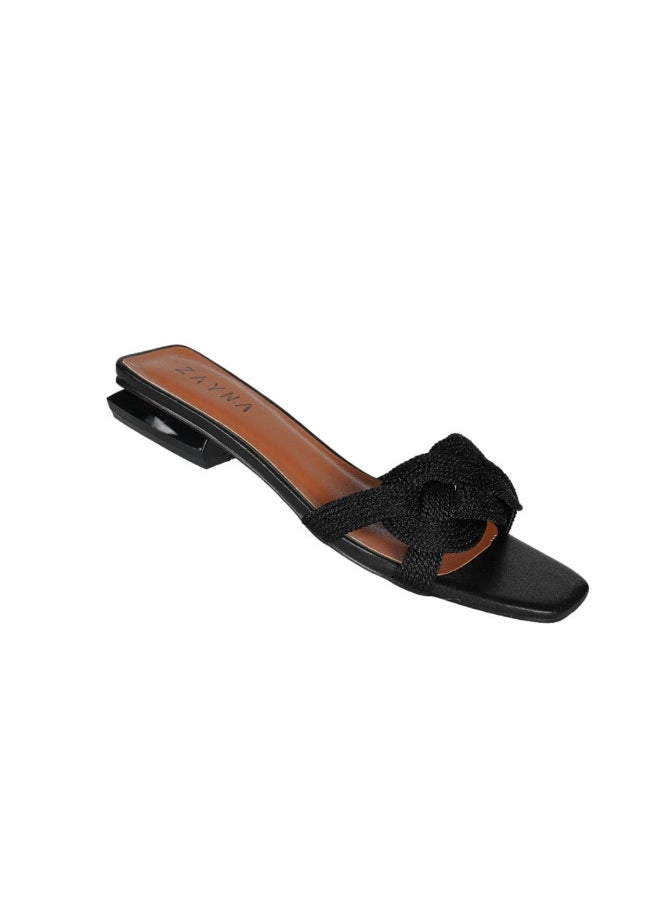 ZAYNA 221-22 Zayna Ladies  Square Toe  Sliders YH-045 Black  - Image 1