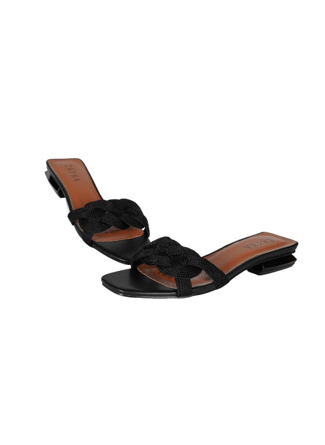 ZAYNA 221-22 Zayna Ladies  Square Toe  Sliders YH-045 Black  - Image 2
