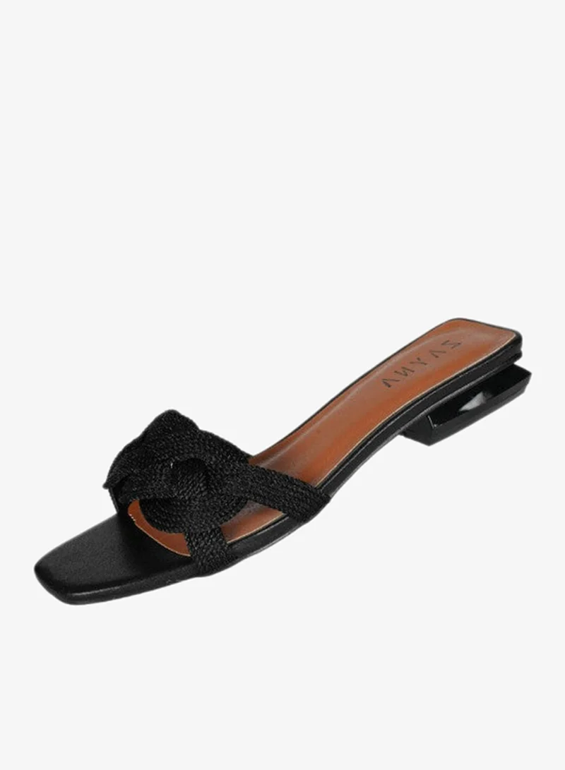 Zayna Black 221-22 Zayna Ladies  Square Toe  Sliders YH-045 Black for Women | Best Price UAE