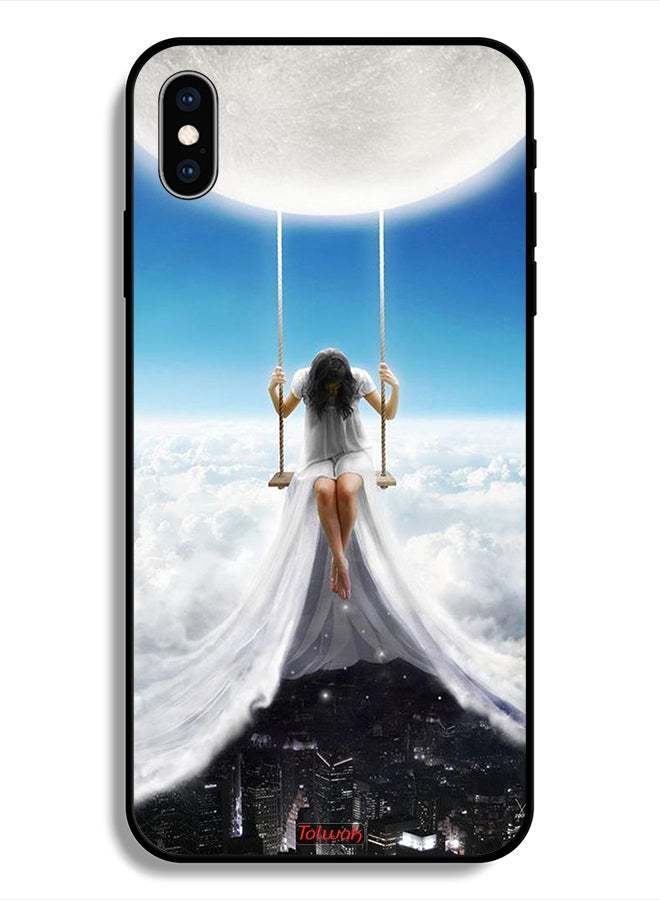 Tolwak Protective Case For Apple iPhone X Moon Clouds Town Art - Image 1