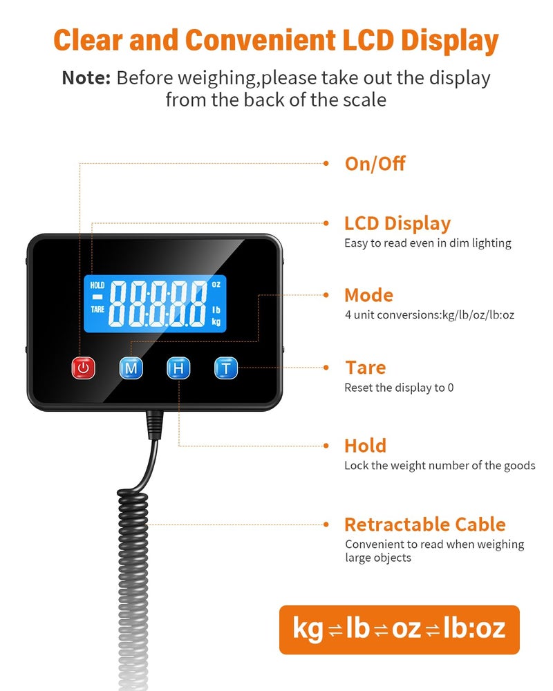 WESTHEY Shipping Scale 0.5oz-440lb High Accuracy Postal Digital Weight Luggage Scale for Packages Warehouse Home Small Business Pet Food Mail - Image 3