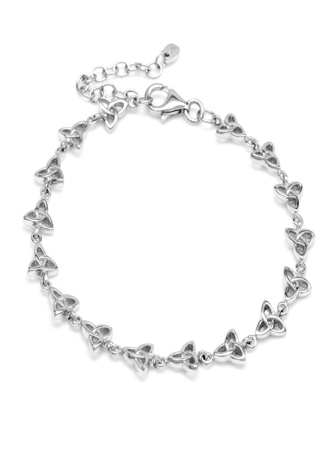 Silvershake 925 Sterling Silver Triquetra Celtic Knot 6.75 Plus 1.5 Inch Extension Bracelet - Image 1