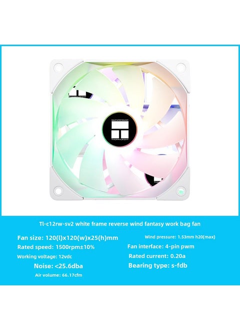 TL-C12C Performance 12cm ARGB Case Fan S-FDB Bearing TL-C12RW-S V2 white frame reverse wind magic color work bag fan