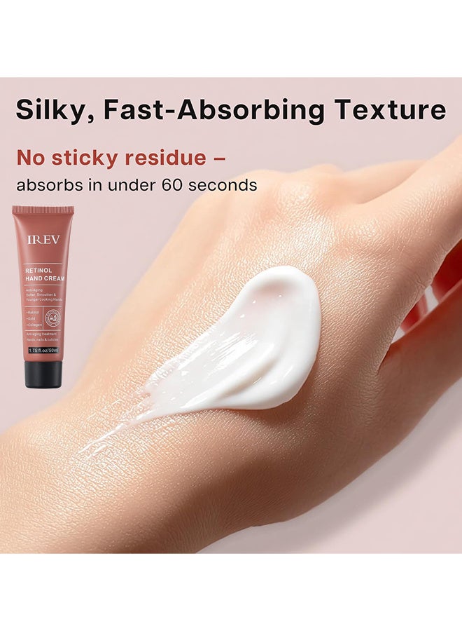 ايريف كريم اليدين الريتينول ، لوشن اليدين المضاد للشيخوخة مع الكولاجين ، مرطب الريتينول للشيخوخة والأيدي المتشققة الجافة ، العناية والحماية من البشرة والأظافر والبشرة 50 مل - Image 2