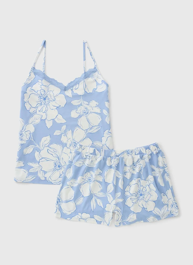 ماتلان Blue Floral Soft Touch Cami Pyjama Set