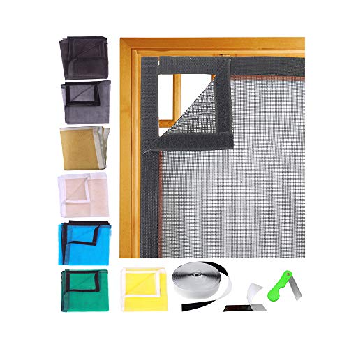 SAI PRASEEDA Fibreglass Mosquito Net for Windows 47 x 47 Inch_120 x 120 Cm_4 x 4 Feet Black Color with Adhesive Hook and Loop Stitched to Net SP4 - Image 1