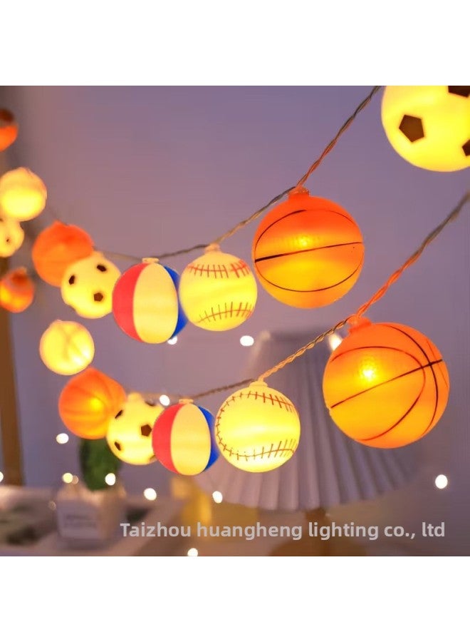 2026 World Cup Theme Scene Decoration Atmosphere Setup – Light Source Power: USB-6m 40 LEDs; Light Color: Basketball + White Ball – Colored Light - Image 2