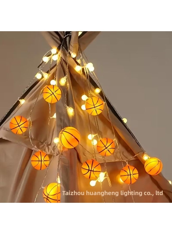 2026 World Cup Theme Scene Decoration Atmosphere Setup – Light Source Power: USB-6m 40 LEDs; Light Color: Basketball + White Ball – Colored Light - Image 1