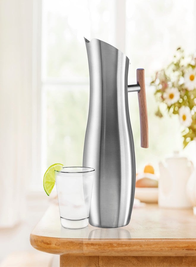 OGGI Slimline Stainless Steel Pitcher- Stainless Steel Water w/Ice Guard, Water Carafe, Great Metal Container for Entertaining, Ideal 68oz / 2 Lt Drink Pitcher - Image 4