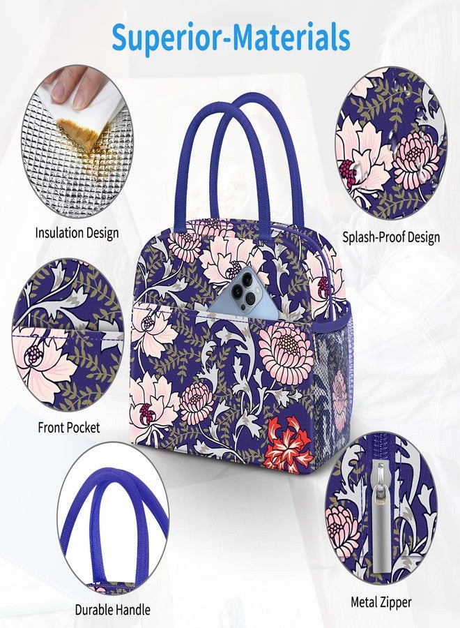 DALINDA Lunch Bag Lunch Box for Women Men Reusable Insulated Lunch Tote Bag,Leakproof Thermal Cooler Sack Food Handbags Case High Capacity for Travel Work Picnic Beach,Orchid3 - Image 3