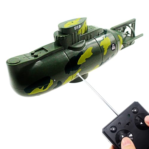 Tipmant Mini RC Submarine Remote Control Boat Ship Military Model Electronic Water Toy Diving for Fish Tank Water Tub Kids Birthday Gift Green - Image 1
