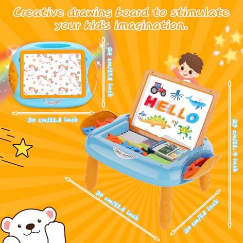 MAYESAR Toy for 12 Year Old BoysToddlers Toys with Magnetic Letters and Numbers Art Easel for Kids 1 2 Year Old Boy Birthday Christmas Gifts BlueOrange - Image 5