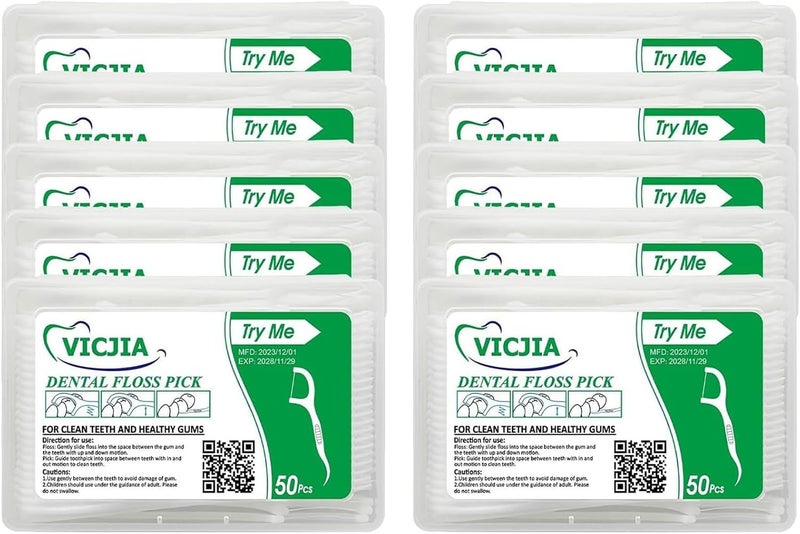 VICJIA Dental Floss Picks Unflavored Floss Picks,500 Count Travel Tooth Picks Flossers,Floss Sticks for teeth,car,portable floss dispenser - Image 2